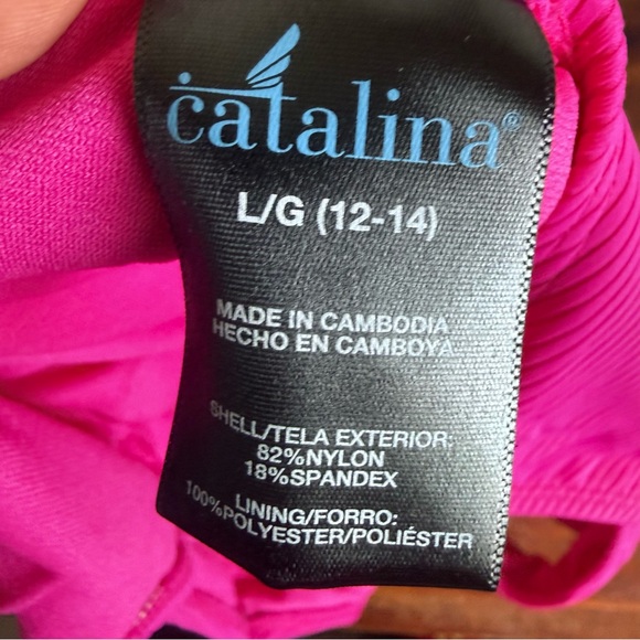 Catalina Magenta Ribbed Texture One Piece Swimsuit Large 12/14 Pink - Picture 7 of 7